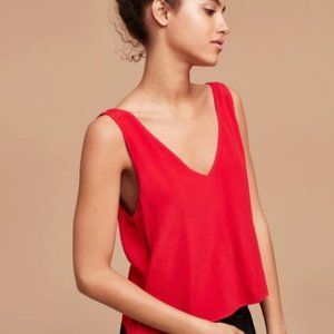 Aritzia Red Open Back Tank Blouse
